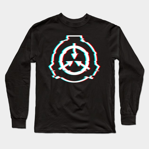 SCP Foundation Logo Emblem Glitch Effect Long Sleeve T-Shirt by Opal Sky Studio